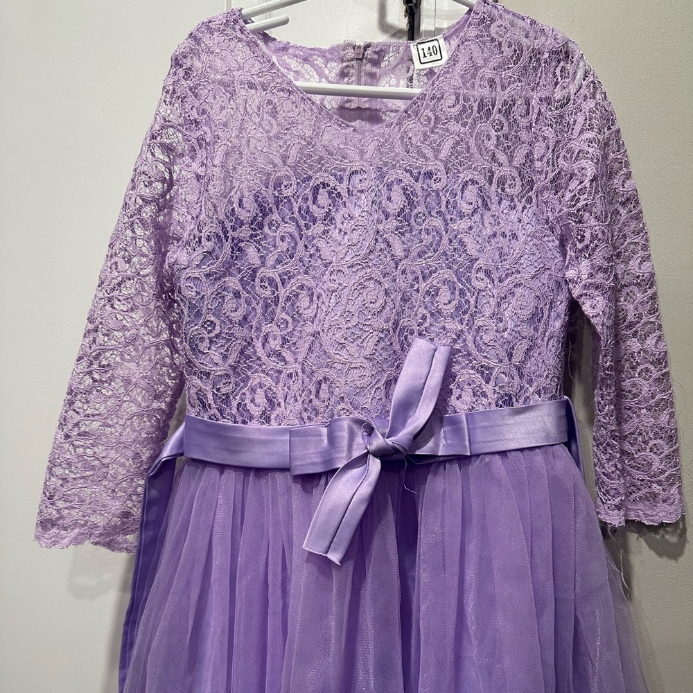 Elegant Lace Kids Dress in Lavender